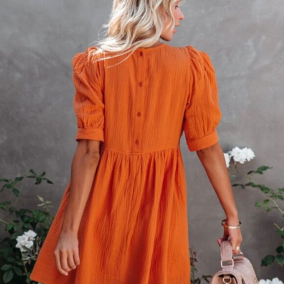 VICI Rust Orange Puff Sleeve Babydoll Mini Dress 🍂✨ - Picture 9 of 9